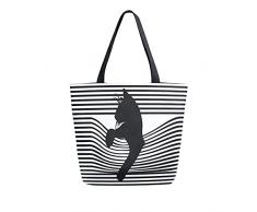 LUCKYEAH Pop Art Gatto Stampa 3D Donne Tela Tote Bag Grande Borsa A Tracolla Riutilizzabile Della spesa Borsa per Ragazza Signore
