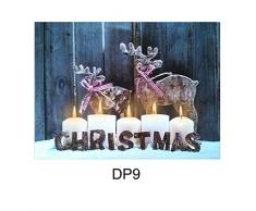 Natale Tela LED Stampa Grande con luci Festive Da Parete, Arte 40cm x 30cm Decorazioni - Natale Candele & Renna