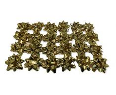 GMM 24 Coccarde da Regalo Grandi, Colore Oro Metallico per Regali di Natale, Fiocchetti per Pacchetti Regalo Autoadesivi, Stelle Decorative per Natale, San Valentino Diametro 8CM con Adesivo 3,5CM