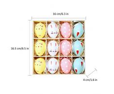 Amcute 12 Pezzi Uovo di Pasqua,Uova Pasqua plastica Decorazioni Pasqua per Bambini Dono Giocattolo Pasqua Festa Decorazione a casa Confezione Regalo