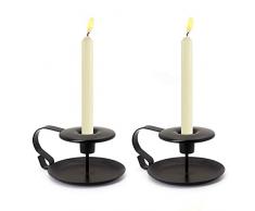 SISVIV 2 Pezzi Porta Candele Coniche Candelabro Vintage Retro Candeliere Centrotavola per Matrimonio Festa Natale Cena a Lume di Candela in Ferro Battuto Nero