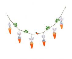 xiaowang - Festone pasquale con motivo carota e coniglio, decorazione creativa per case, scuole, pareti, decorazione per soffitto, lunghezza totale 16 cm
