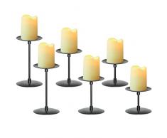 Candelabro, Set di 6 Portacandele Vintage, Porta Candele in Metallo DecorazionePortacandele da Tavolo Per Soggiorno Camera da Letto Balcone Natale Halloween (5/10/15 cm)