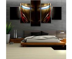 unità di Stampa HD 5 Pezzi su Tela Iron Man Marvel Poster del Film Dipinti su Tela Wall Art per La Casa con Cornici Stampe E Quadri su Tela