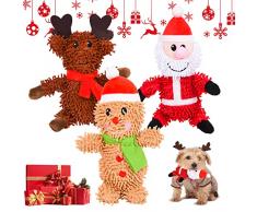 Ulikey 3pcs Giochi Natale Cani, Giocattoli per Cani Peluche, Giochi per Cani Indistruttibile con Squeaky, Giocattolo da Masticare per Cani Interattivi Giochi per Cani di Piccola, Media, Taglia