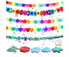 Ticeed Ghirlanda Decorazione Carta, 5 Pcs Ghirlanda di Carta Colorato 3m Ghirlanda di Carta Decorativa da Appendere hawaiani carta decorazioni per feste compleanno Carnevale Matrimonio Laurea