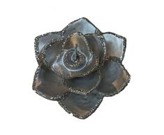 Set 2 Candele Candela a Cera Forma Fiore Rosa Natale Argento Diametro 10 cm Da Appoggio Decorazione natale