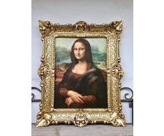 Artissimo Quadro da parete con cornice dorata Mona Lisa Leonardo Da Vinci La Gioconda 56 x 46 cm, stampa artistica in cornice barocca Rinascimento