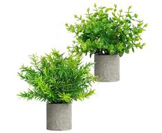 Weldomcor Fiori Artificiali Eucalipto Pianta Sintetica in Vaso, Piante Finte da Appartamento con Vaso in Finta Plastica Pianta Eucalipto per Scrivania Casa Cucina Giardino e Decorazioni, 2Pz