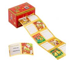 N NEWTOP Set Bigliettini Biglietti Adesivi con Fantasie Idea di Auguri Etichette Decorazione Rotolo Tag Natalizi Attaccare per Regali di Natale (60 Etichette)