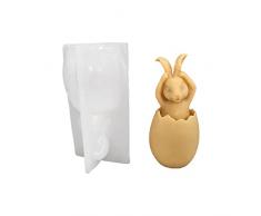 mayDONG - Stampo in silicone 3D per conigli, per uova di Pasqua, in resina epossidica, per realizzare candele in gesso, fai da te e per decorazioni per torte fondenti