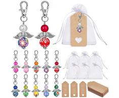 96 Pezzi Angioletti Bomboniere,20 Set Portachiavi Angelo,con Sacchetto in Organza e Etichette di Carta Kraft,Bigliettini Bomboniere Comunione,Bomboniera Portachiavi Angelo,Custode Natale Regalo