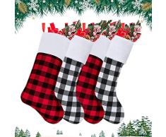 Belugsin Calza Natalizia 4 Pezzi Calze di Natale Camino Calza di Natale Decorazioni Borsa Regalo Candy Pouch Camino Calza di Natale per Festa di Natale Decorazioni
