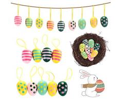 Uova Pasquali Colorate CHEPL Set di 9 Uova di Pasqua in Legno Uovo Decorativo di Pasqua Ornamenti dattaccatura Adatti a Decorazione Della Stanza Della del Giardino di Festa di Pasqua