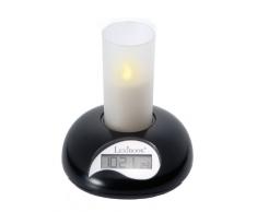 LEXIBOOK WB100 - Radiosveglia Elettronica Candela, Schermo LCD retroilluminato, Ora, Data, Sveglia con funzione snooze, Bianco/Nero