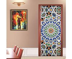 XIAOXINYUAN Fai Da Te Vintage Modello 3D Porta Adesivi in PVC Impermeabile Porte Poster Adesivo Sticker per Soggiorno Camera da Letto Home Decor