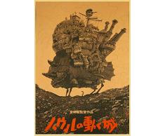 hengyuanxiang Poster del Castello Errante di Howl Poster di Film di Miyazaki Hayao Classic Cartoon Amine Vintage Kraft Paper Painting T2370 50X70Cm