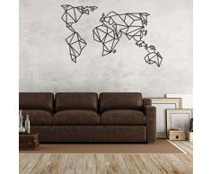 Homemania World Decorazione da Parete Planisfero Colore Nero, in Acciaio Laminato a Freddo-Per Soggiorno, Ufficio, Muro, Taglia Unica