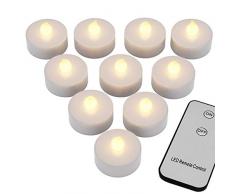 Monzana Candele LED 10 pz senza fiamma telecomando 37mm batterie incluse candela classe di efficienza energetica A