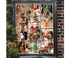 Vetrofanie Natalizie per Vetrine 242 Pcs Adesivi per Finestre Natalizie 9 Fogli Adesivi Natalizi per Finestre Gel Adesivi Statici in PVC Fiocco di Neve Decalcomania Renna Babbo Natale Riutilizzabile