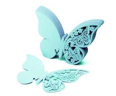 Outflower, 50 segnaposto a farfalla in 3D per feste, matrimoni, decorazione di bicchieri di vino e tazza, bianche White