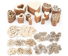 VGOODALL Decorazione Cuori Legno, 500 Pezzi Cuore Dischi Legno fai da te per Matrimonio Decorazione Tavola Natale Compleanno Battesimo San Valentino Tag Regalo