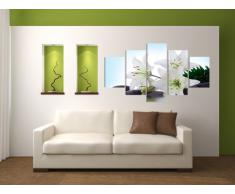 Quadro su tela flowers 160 x 80 cm 5 tele modello nr XXL 5504. I quadri sono montati su telai di vero legno. Stampa artistica intelaiata e pronta da appendere