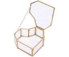 FWEOOFN Portagioie, portagioie in Vetro Geometrico Nordico a Forma di Cuore doro, Porta Anelli, portafiori-Grande