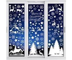 Vetrofanie Natalizie per Finestre, 9 Fogli Natale Vetrofanie Addobbi Natale Adesivi Rimovibile Adesivi Natale DIY Alci Babbo Natale Adesivi Natalizi Finestre (Style2)