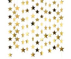 65 Piedi Glitter Dorato Stelle Ghirlanda Probuk 5 * 4M Oro Riflettente Stelle Luccichio Ghirlanda di Carta Decorazione da Appendere,Decor per la Casa per Matrimoni,Compleanni,Feste,Battesimo Bimbo