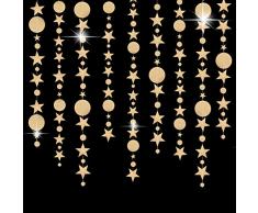 Ghirlanda Carta Decorazione a Cerchio di Stelle Luccichio Striscione da Appendere per Matrimonio Bambino Docce Compleanno Natale Festa, 4 Pezzi x 4 Metri (Oro)