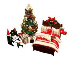 LICHENGTAI Accessori Casa delle Bambole in Miniatura, Giocattoli da Gioco in Miniatura Natalizi Desktop Ghirlande di Natale Forniture Darte di Natale, Porta Elfo Babbo Natale Porta Elfo Natalizio