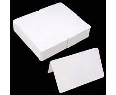 Biglietti di Auguri Regalo Fai da Te, Scheda Vuota Bianca Carta Pieghevole Artigianale 9.2x15cm Kraft Message per Matrimonio Compleanno Natale Baby Shower, Set di 100