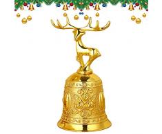 Lets Joy Campanello a Mano, Campanello a Mano Natale, Campana a Mano in Metallo, Campanello a Mano Classico, Campana di Servizio Chiamata, Campana a Mano per Matrimonio, Scuola (Oro)