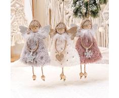 Hpory Angeli Natalizi Rosa Elfi Natalizi Decorazioni per Albero di Natale in Peluche, Ornamenti per Decorazioni di Natale Angioletti Natalizi con Gonna di Piume per Albero di Natale Casa Feste