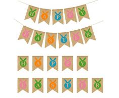 LUOEM Pasqua Banner Decorazioni Pasqua Sackleinen Banner Bunny Bunting Ghirlanda Bandiere per Pasqua Home Party Decor