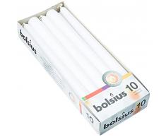 Bolsius coniche Candela per Cena, Bianca, Cera di paraffina, 3.9x9.8000000000000007x25.2 cm, 10 unità