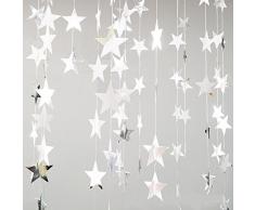 Yuccer 2 Pacco Ghirlanda Carta Decorative Luccichio Stella Carta Decor per Nozze Nuziale Bambino Docce Compleanno Natale Festa (Argento)