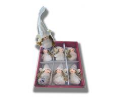 Addobbi Natale Per Albero Abete Angioletti Bianchi Set da 6 Pezzi Scatola Regalo