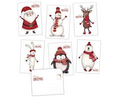 ArtUp.de 18 allegri biglietti di Natale con busta, sei divertenti motivi con tre cartoline DIN A6, retro con tanto spazio per i vostri auguri di Natale