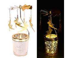 Rotante Candelabro Vintage, Creativo Arti Candelabro, Portacandele in Vetro Cristallo, Oro Candelabro Romantico con Paralume per Matrimonio, Candeliere Arredamento Decorazione a Casa