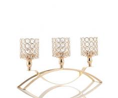VINCIGANT Centrotavola Portacandele in Cristallo Oro candelabro a 3 Bracci per Decorazioni e Accessori per la Tavola,Capodanno,Decorazioni Natalizie/Regalo di Natale centrotavola Moderno Design