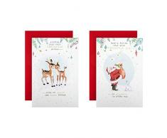 Hallmark, Biglietti di Natale con personaggi carini, 12 biglietti in 2 design vintage