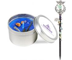 Soulnioi Candela in latta dargento e bacchetta magica del pentacolo della luna dello scettro - verde