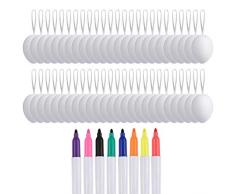 DASNTERED, 50 uova di plastica colorate, da appendere, con corda, regalo fai da te bianco naturale, giocattolo per bambini, pittura, Pasqua, festa