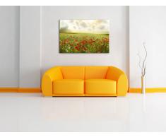 Prato di fiori di papavero su tela, Immagini XXL completamente incorniciate con grandi cornici di cuneo, immagine della parete stampa artistica con cornice, più economico di pittura o foto, senza manifesti o poster, Leinwand Format:100x70 cm