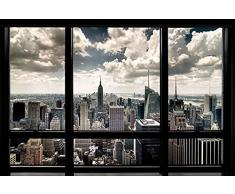1art1, 56668, Poster, motivo: New York - Finestra con vista sullo skyline, 91 x 61 cm