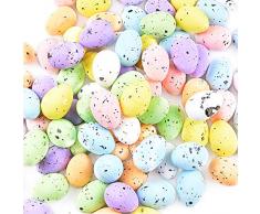 BETESSIN 100 Pz Uova di Pasqua Colorate Mini Uova Pasquali Artigianali di Schiuma Decorazione per Festa Pasqua Ornamenti per Casa Party Giocattoli Regalo
