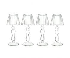 Sziqiqi Portalumini in Vetro Set di 4, Portacandele per Cena a Lume di Candela Candelieri Trasparente, Candelabri Centro Tavola per Soggiorno Matrimonio Porta Candele per Decorazione Natalizia