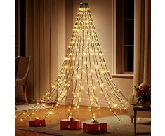 Luci dellalbero di Natale con anello, catena luminosa dellalbero di Natale 16 fili 480 LED, tenda dellalbero luce di Natale albero LED mantello per la decorazione di Natale allinterno allaperto…